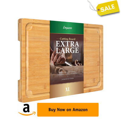 Extra Large Cutting Board, 17.6" Bamboo Cutting Boards for Kitchen with Juice Groove and Handles Kitchen Chopping Board for Meat Cheese board Heavy Duty Serving Tray, XL, Empune