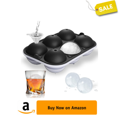 Samuelworld Large Silicone Premium Ice Trays, 2-Pack Combo, 2 Inches Big Cubes & 2.5 Inches Sphere Ice Molds - BPA Free, Craft Ice Maker for Gifting, Whiskey, Cocktails, Easy Release - Gray