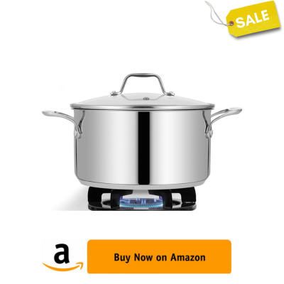NutriChef 8 Quart Stainless Steel Cookware Stockpot - Heavy Duty Induction Pot, Soup Pot With Lid - NCSP8